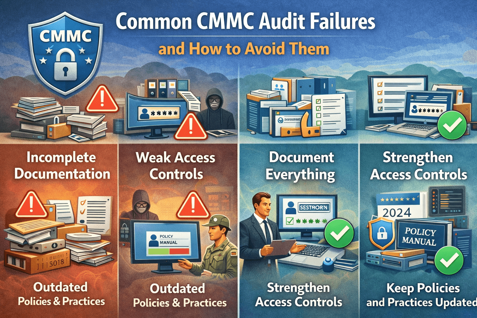 Common CMMC Audit Failures and How to Avoid Them 1 CMMC audit failures and solutions overview